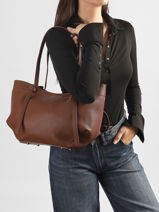 Sac Port� �paule Grained Flora & co Marron grained F9984-vue-porte