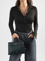 Satchel Fermoir Lulu castagnette Green fermoir BAMBA-vue-porte