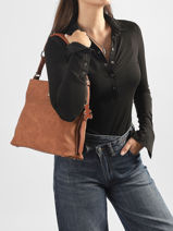 Sac Port� �paule Cadenas Lulu castagnette Marron cadenas BATISTE-vue-porte