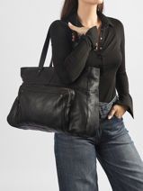 Shoulder Bag Ribs Leather Pieces Black ribs 17152864-vue-porte