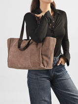 Shoulder Bag Ava Leather Pieces Beige ava 17166656-vue-porte