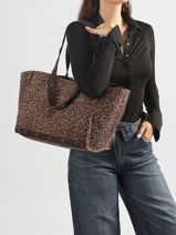 Shoulder Bag Ava Leather Pieces Brown ava 17166947-vue-porte