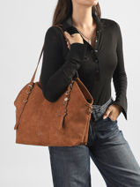 Shoulder Bag Surpique Lulu castagnette Brown surpique BAKI-vue-porte