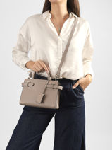 Small Leather Emilie Handbag Le tanneur Beige emily PB328670-vue-porte