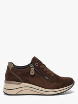 Platform Sneakers In Leather Remonte Brown women 25