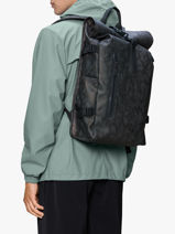 Rolltop Rucksack Large - Backpack Rains Blue city 14590-vue-porte