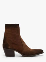 Bottines � Talon En Cuir Metisse Marron women GA11
