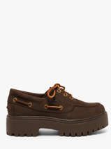 Platform Boat Shoes In Leather Timberland Brown women 2GVFW071