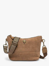 Sac Bandouli�re Velours Le voyage en panier Beige velours AHP304