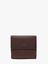 Leather Caviar Compact Wallet Crinkles Brown caviar 14068