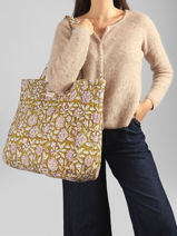A4 Size Shoulder Bag Cabas Leather Byzantine Green cabas CAR-vue-porte