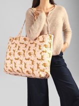 A4 Size Shoulder Bag Cabas Cotton Byzantine Multicolor cabas FAU-vue-porte