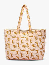 A4 Size Shoulder Bag Cabas Cotton Byzantine Multicolor cabas FAU