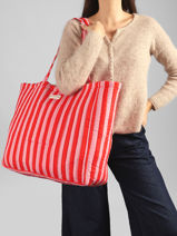 A4 Size Shoulder Bag Cabas Cotton Byzantine Red cabas PAC-vue-porte