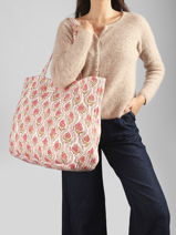 A4 Size Shoulder Bag Cabas Cotton Byzantine Multicolor cabas EPH-vue-porte