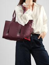 Sac Cabas Zipp� M Mistral Rollable Nylon Et Cuir Lancel Violet mistral A13995-vue-porte