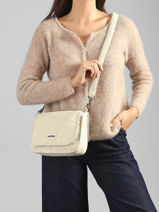 Sac Bandouli�re Margault Velours C�tel� Hindbag Beige velours V-vue-porte