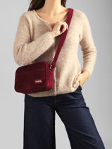 Velvet Nino Crossbody Bag Hindbag Red velours V-vue-porte