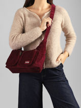 Shoulder Bag Velours Corduroy Hindbag Red velours V-vue-porte