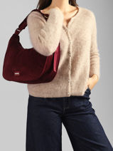 Sac Port� �paule Bianca Velours C�tel� Hindbag Rouge velours V-vue-porte