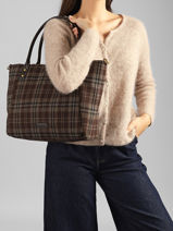 Shoulder Bag Taylor With Tartan Print Laurent david Brown ld bags 135-vue-porte