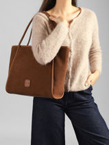 Shoulder Bag Verona Corduroy Laurent david Brown ld bags 111-vue-porte