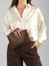 Leather Jour Pouch Lancel Brown jour A13174-vue-porte