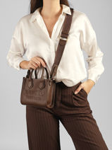 Leather Mini Jour Crossbody Bag Lancel Brown jour A14078-vue-porte