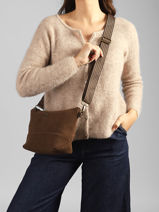 Shoulder Bag Velours Le voyage en panier Brown velours AHP304-vue-porte