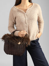 Small Doudou Basket Bag Partridge Effect Le voyage en panier Brown doudou S-vue-porte