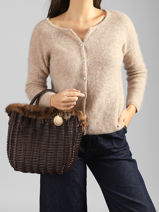 Small Doudou Basket Bag Leopard Le voyage en panier Brown doudou S-vue-porte