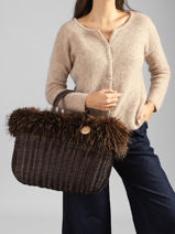 Panier L Doudou Effet Perdrix Le voyage en panier Marron doudou L-vue-porte