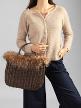 Panier M Doudou Effet Perdrix Le voyage en panier Beige doudou M-vue-porte
