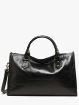 Satchel Cow Shiny Leather Basilic pepper Black cow shiny BCOS22