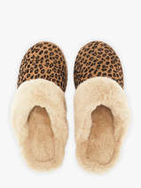 Slippers In Leather Isotoner Brown women 97421