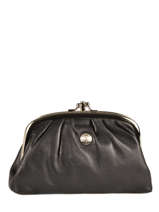 Coin Purse Leather Hexagona Black coconut E77271