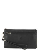 Zipped Wallet Leather Hexagona Black confort 467213