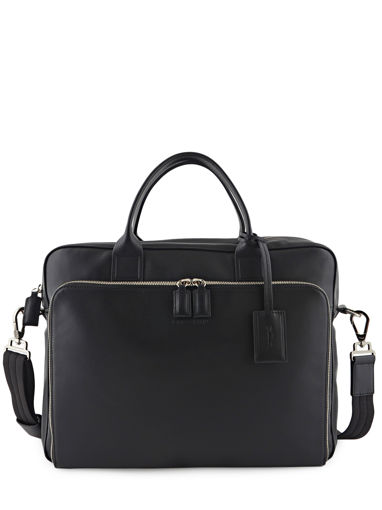 Longchamp Baxi cuir Briefcase Black