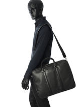 Longchamp Le foulonné Briefcase Black-vue-porte