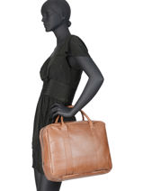 Leather Mecanographe Briefcase Paul marius Brown vintage MECANOGR-vue-porte