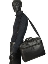 Leather Foulonné Briefcase/backpack Hybrid Etrier Black foulonne EFOU02-vue-porte
