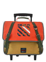 Wheeled Schoolbag 2 Compartments Ikks Orange army 42526
