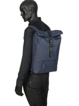 Backpack Rolltop Rucksack Rains Blue backpack 1316-vue-porte