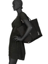 Large Zipped Shoulder Bag Le Cabas Sequins Vanessa bruno Brown cabas 1V40409-vue-porte
