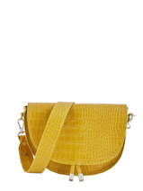 Leather Crossbody Bag Croco Milano Yellow croco CR19062