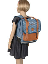 Backpack 2 Compartments Cameleon Blue vintage fantasy PBVGSD38-vue-porte