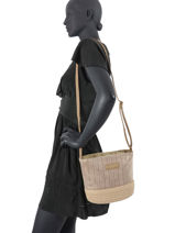 Crossbody Bag Iris� Raffia Le voyage en panier Beige guimauve PM289-vue-porte