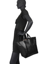 Le Cabas Moyen Cuir Paillettes Vanessa bruno Noir cabas cuir 2V40413-vue-porte
