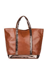 Leather Tote Bag Sequins Vanessa bruno Brown cabas cuir 2V40413