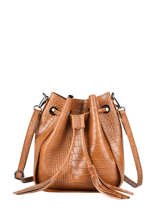Leather Crossbody Bag Croco Milano Brown croco CR19114N